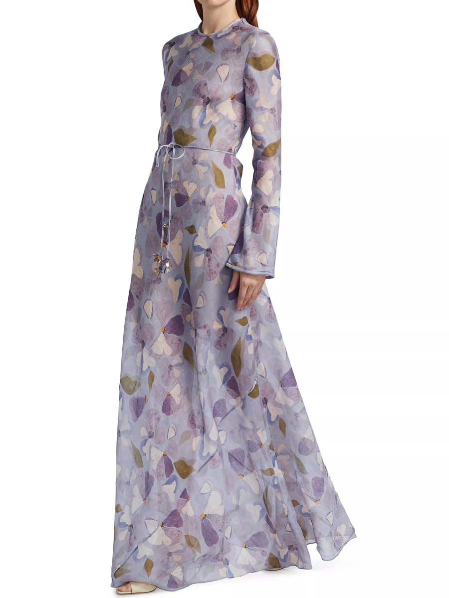 Drawstring Waist Printed Maxi Dress