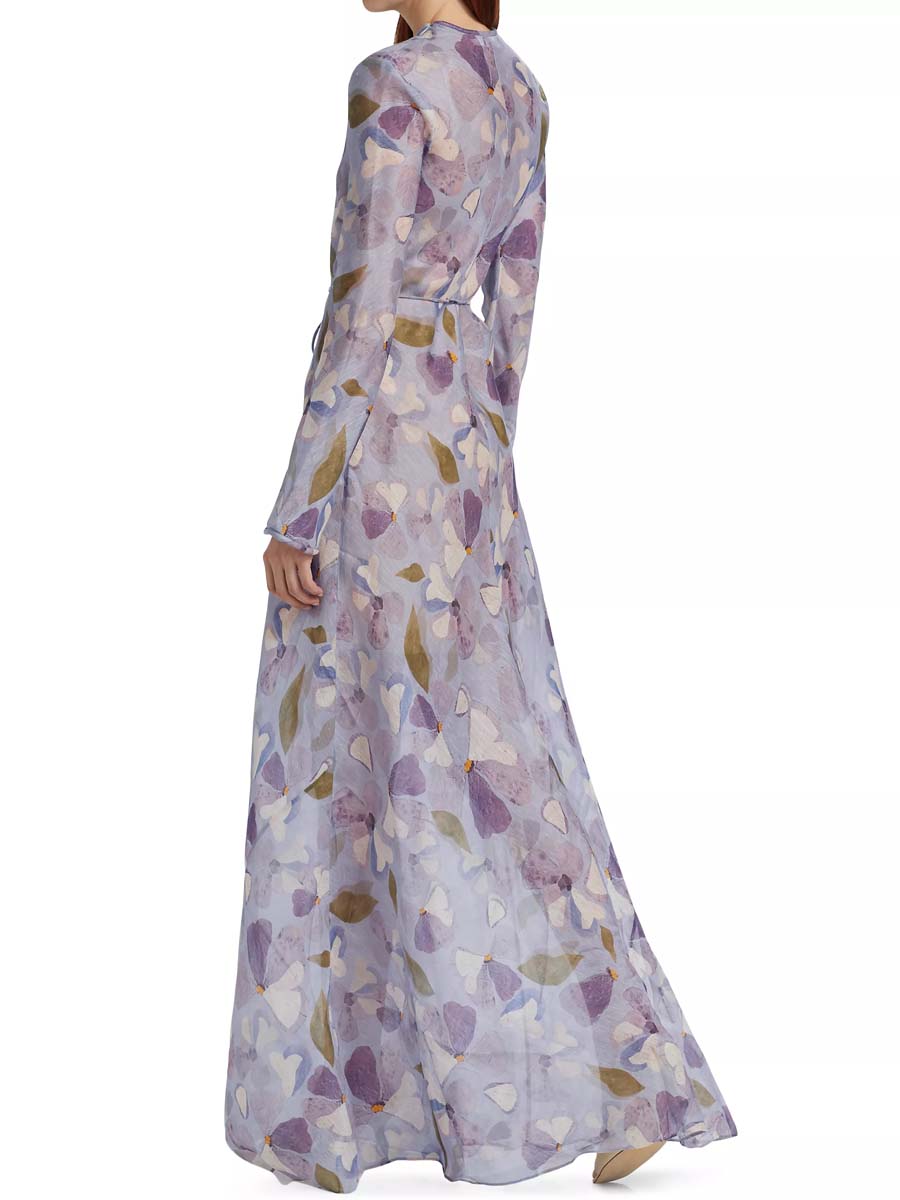 Drawstring Waist Printed Maxi Dress