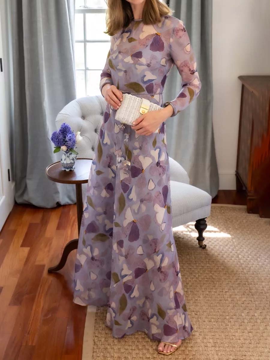 Drawstring Waist Printed Maxi Dress