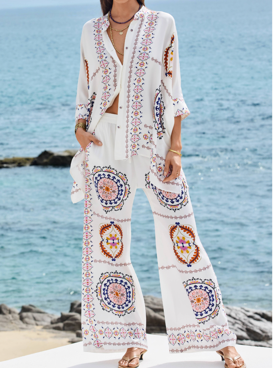 Short-Sleeve Casual Shirt Two-Piece Set