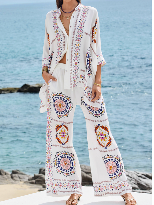 Short-Sleeve Casual Shirt Two-Piece Set