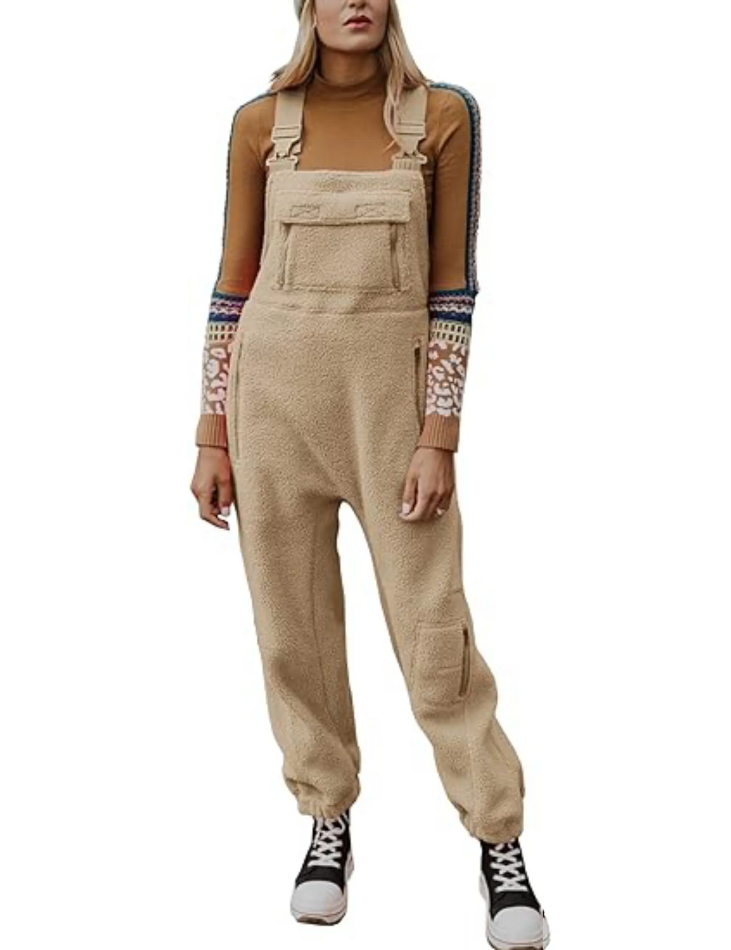 Warme, lockere und legere Fleece-Overalls für Damen