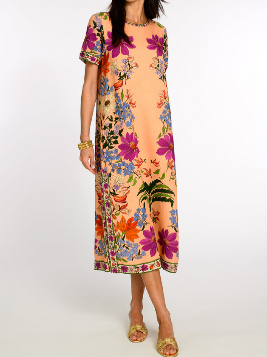 Peach Tapestry Tess Midi Dress