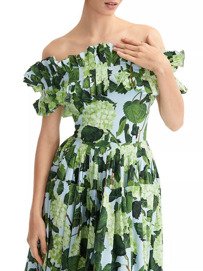 Kleid mit Hortensien-Print