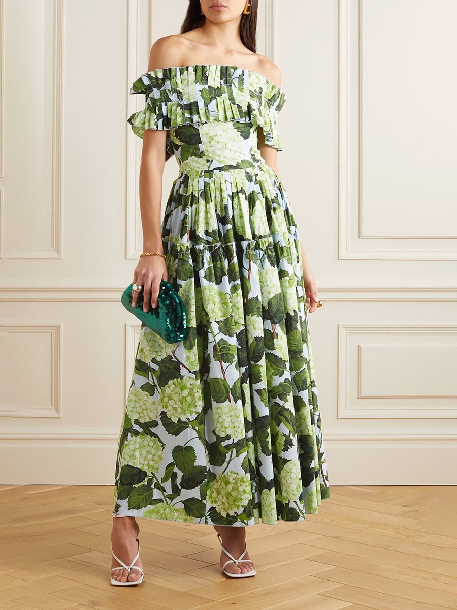 Kleid mit Hortensien-Print