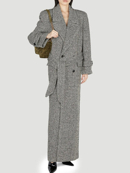 Oversized Coat in Chevron Wool